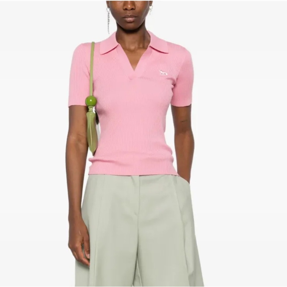Maison Kitsune short sleeve polo in pink